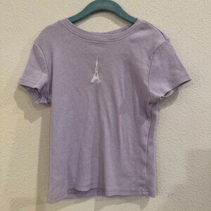 Art Class Girls Lavender Ribbed T-Shirt with Eiffel Tower Embroidery – Size S (6
